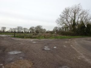 The corner of Long Marston Road before the fence and sign.