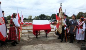 The board about to be unveiled, 5th October 2019. Photo: Malcolm Burnell
