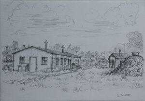 Drawing by Stan Jakubas of his hut at Site 8 from memory in 2019