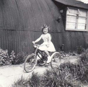 Elzunia Oleszkiewicz outside barrack in site 3