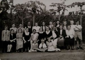 Red Cross refugee camp, India. Eugenia back row, 4th from right