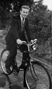 Ted Stanczak on a bicycle